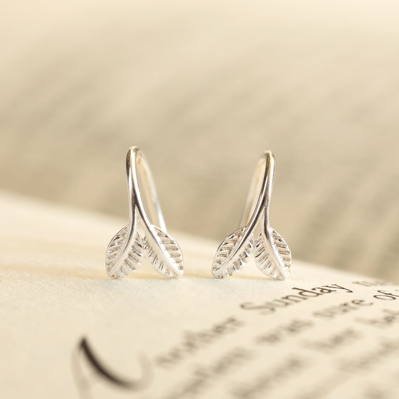 Frosted Leaf Earrings - Only 1 left! - Picture 6 of 11